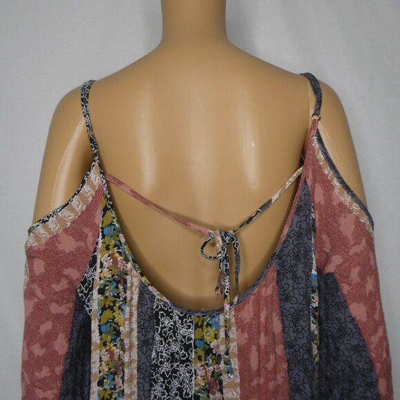 Kori Floral Patchwork Cold Shoulder Mini Dress Med - Picture 7 of 8